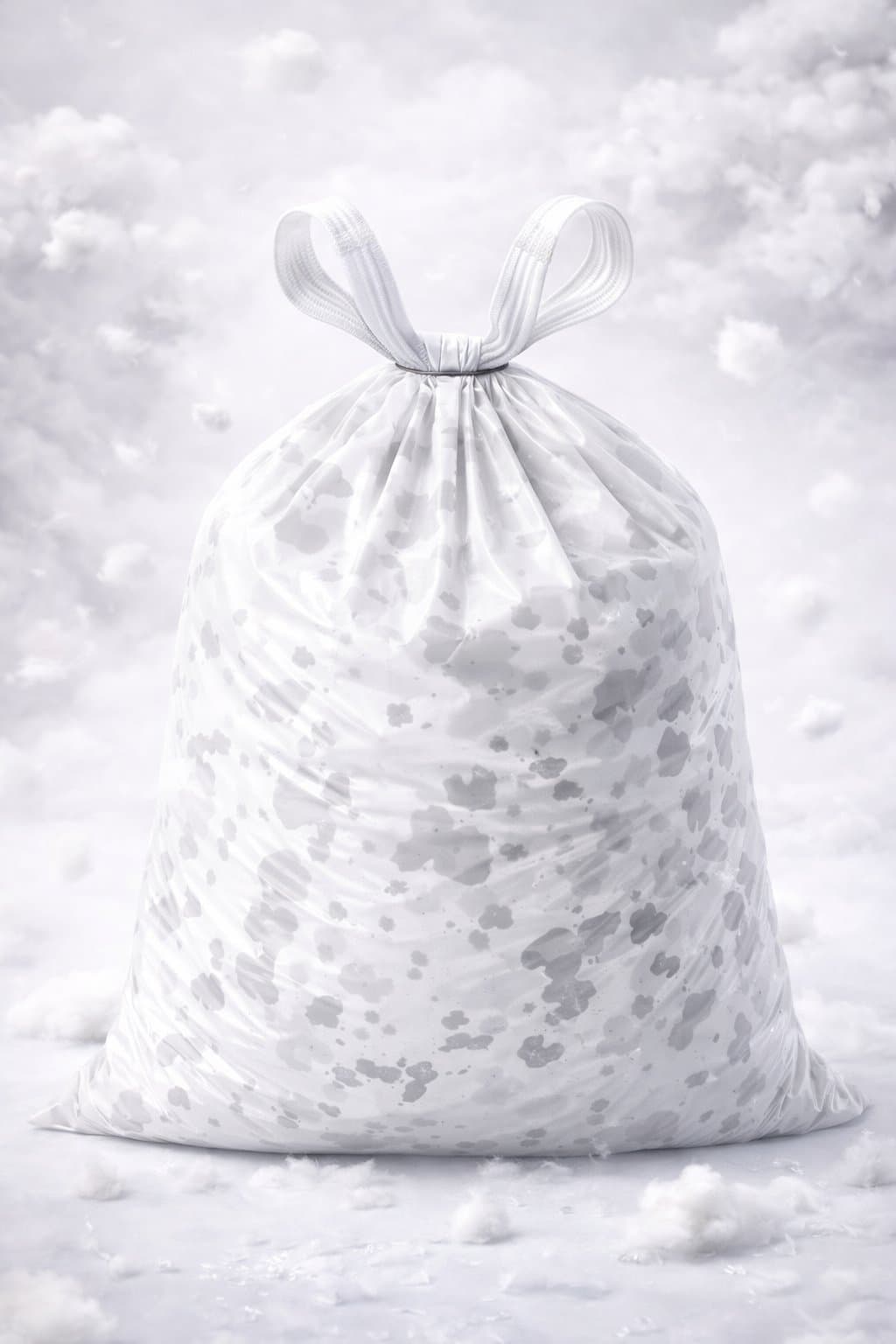 Sac poubelle NABELL parfum White Musk, blanc nacré sur fond nuageux